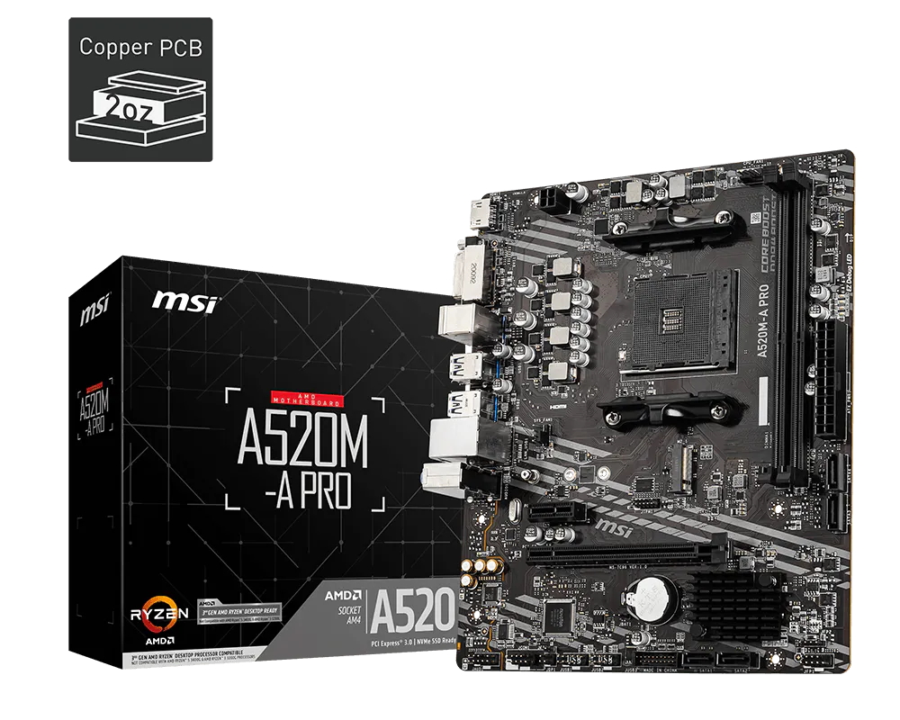 Amd Cpu Ryzen 7 - Placa base MSI A520M-A PRO AM4